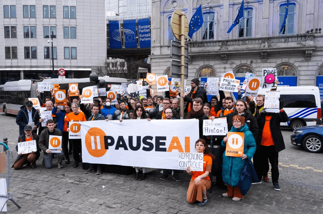 Manifestation Pause IA devant le Parlement européen