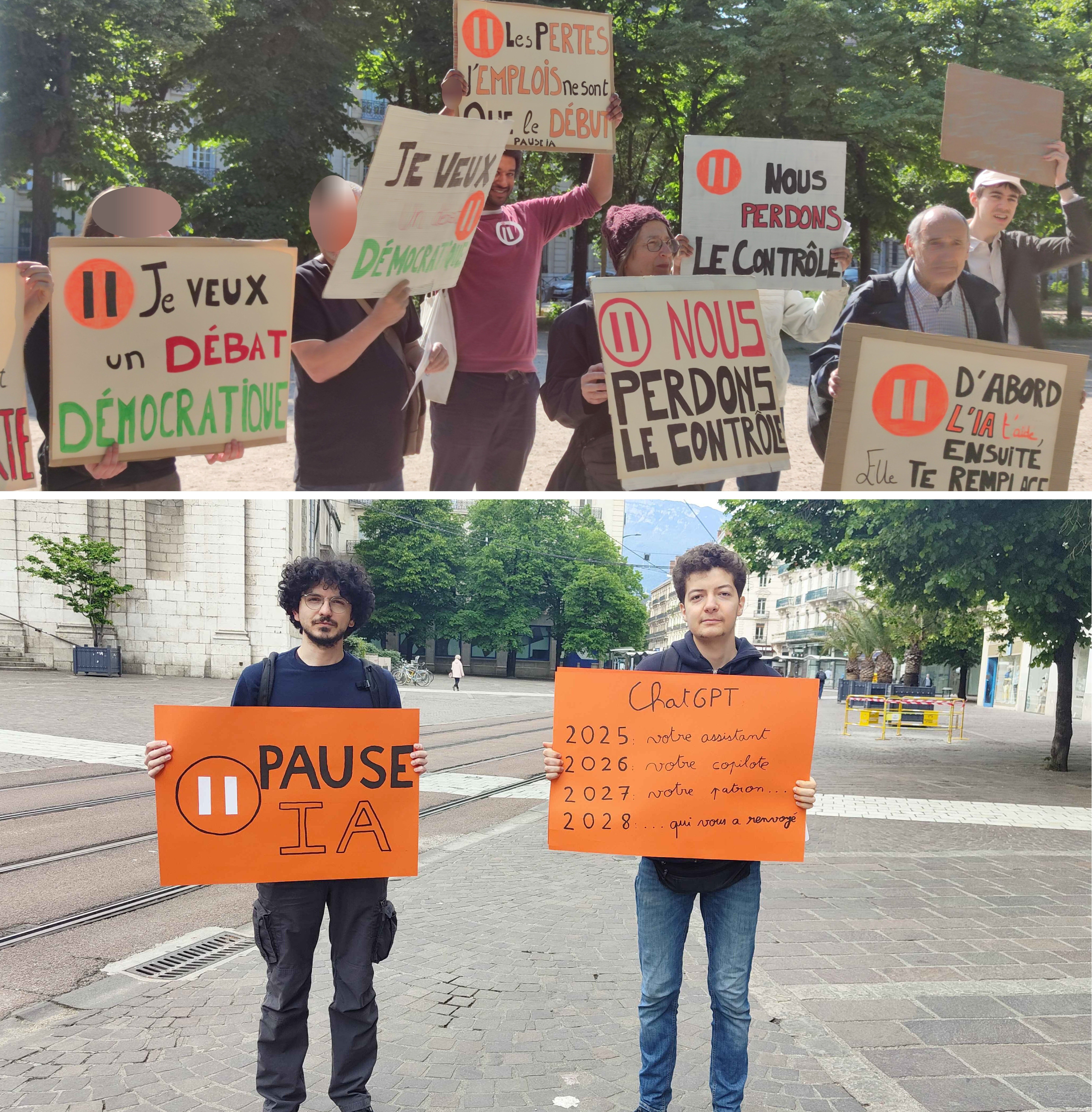 Bénévoles Pause IA interviewés lors des rassemblements du 1er mai